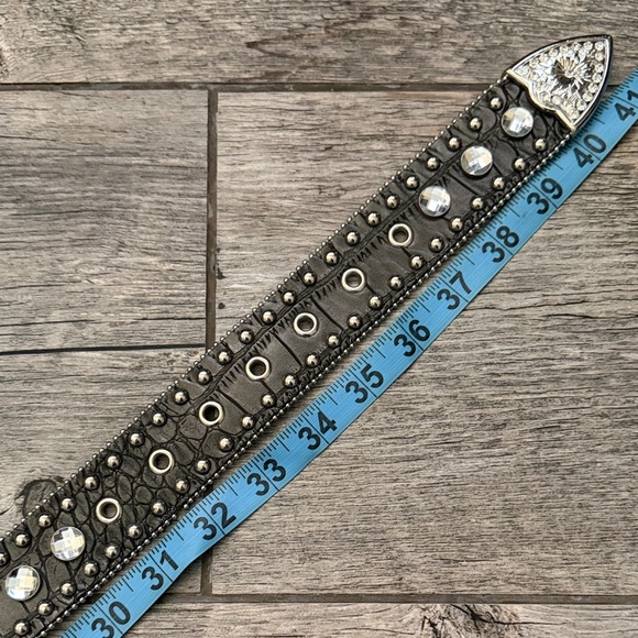 Studded Black Belt with Silver Buckle - Picture 9 of 9
